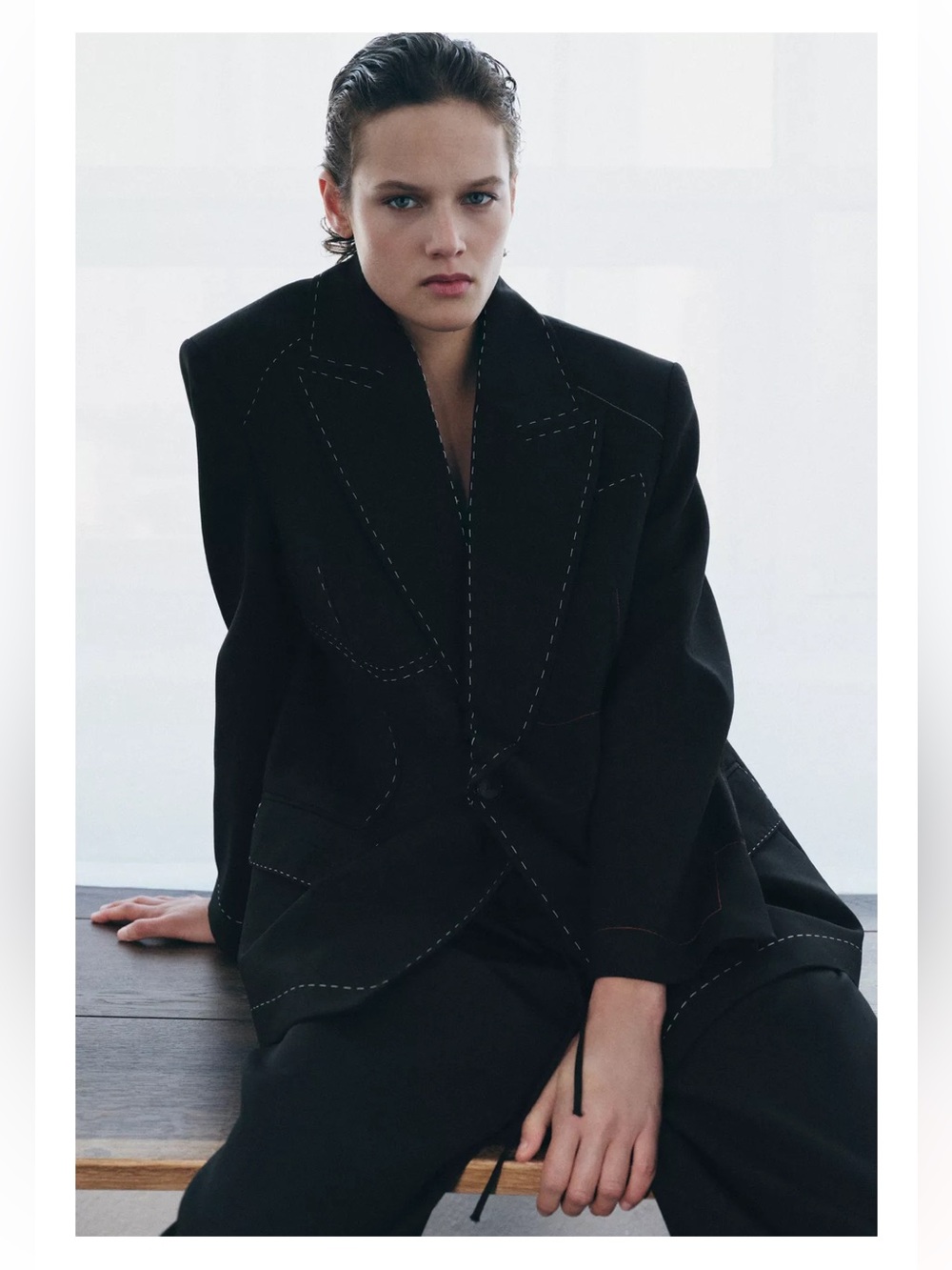 Zara Contrast Topstitching Blazer Limited Edition 2120/797/800